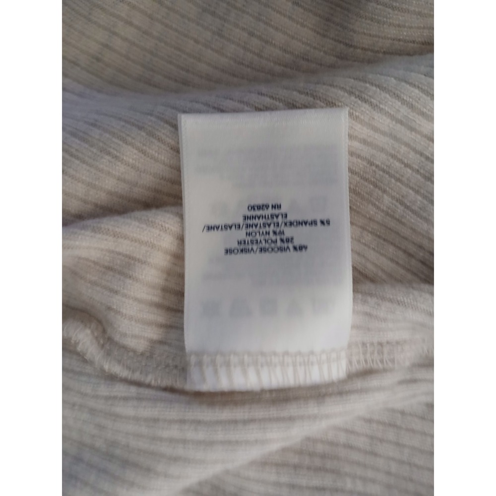 Lands End Womens M 10-12 Ribbed Henley Long Sleeve Striped Top Cream Blue Tan - Picture 9 of 11